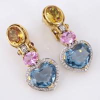 Italian Gold, Diamond, Ruby & Topaz Estate Drop Earrings - Sold for $2,560 on 05-17-2026 (Lot 700).jpg